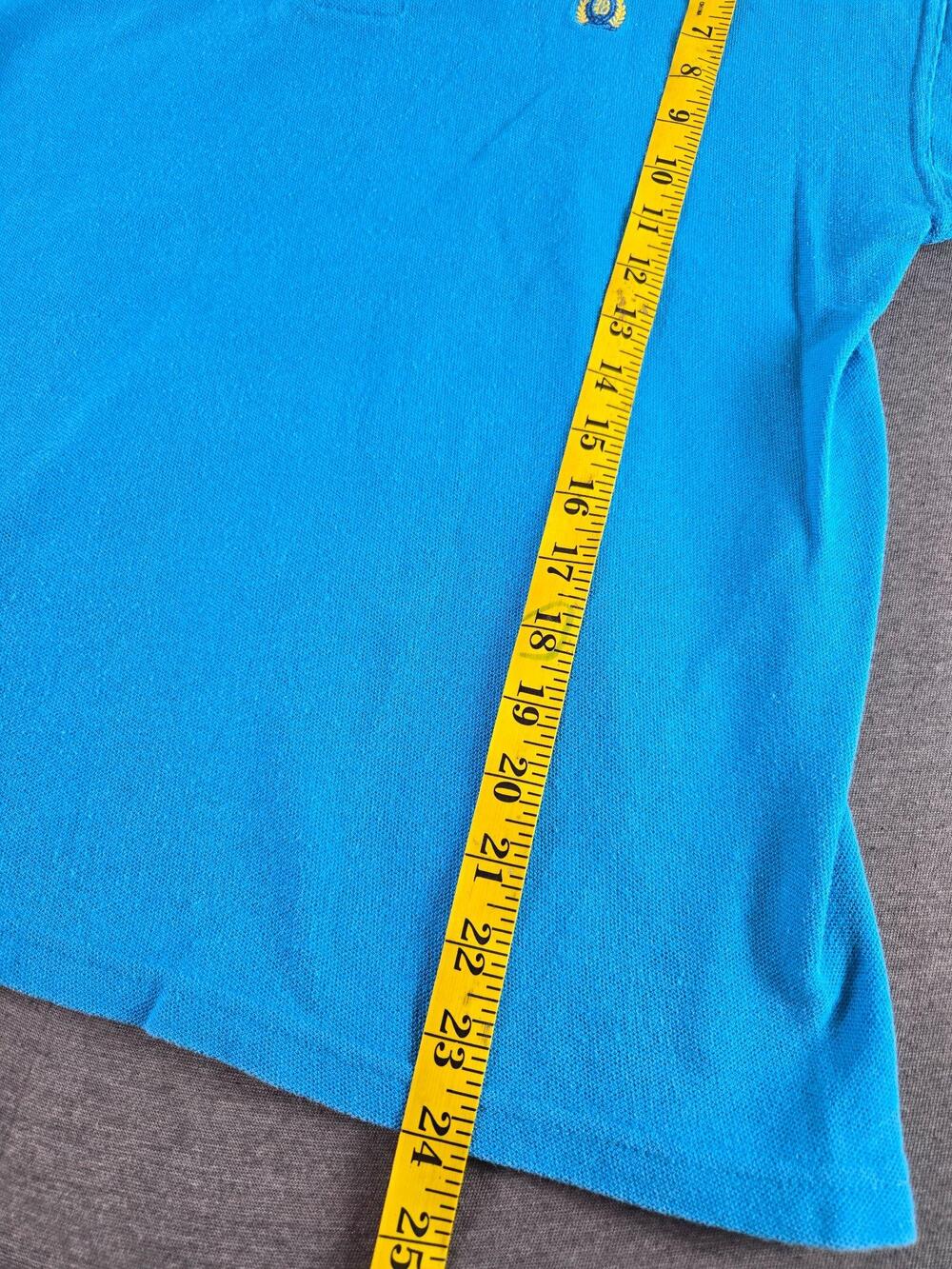 Vintage Bugle Boy Polo Shirt Boys Large Blue Embroidered Crest Cotton Knit - Picture 4 of 6